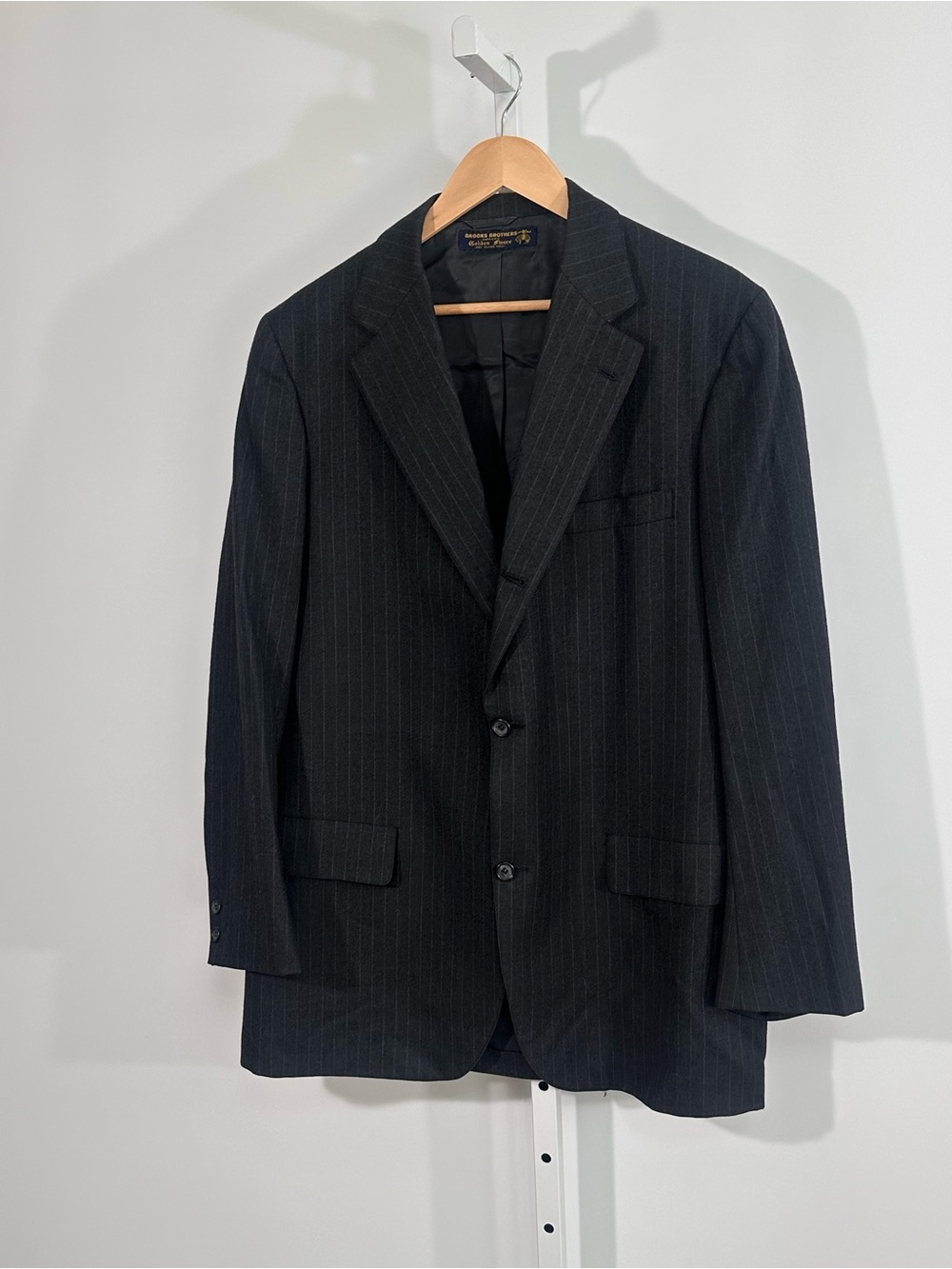 Brooks Brothers Golden Fleece 46R Charcoal Pinstripe Wool Blazer USA Made Ivy - Picture 2 of 8